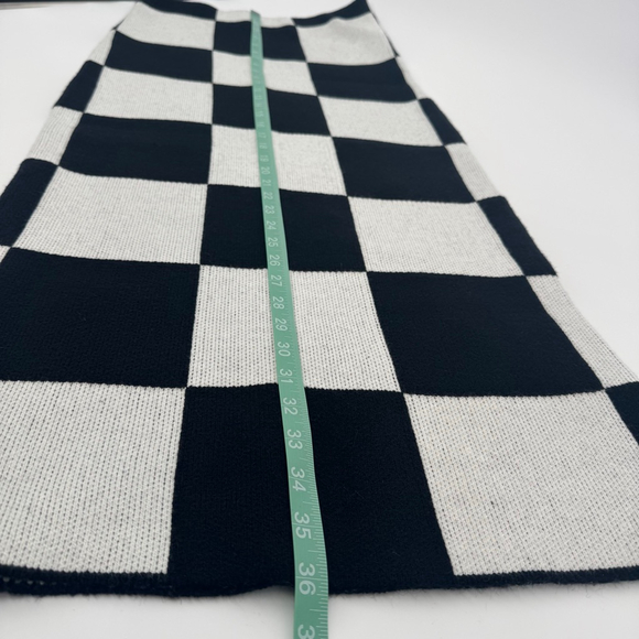 Lala Original To the Stars Black White Checkerboard Knit Midi Skirt S - Picture 3 of 8
